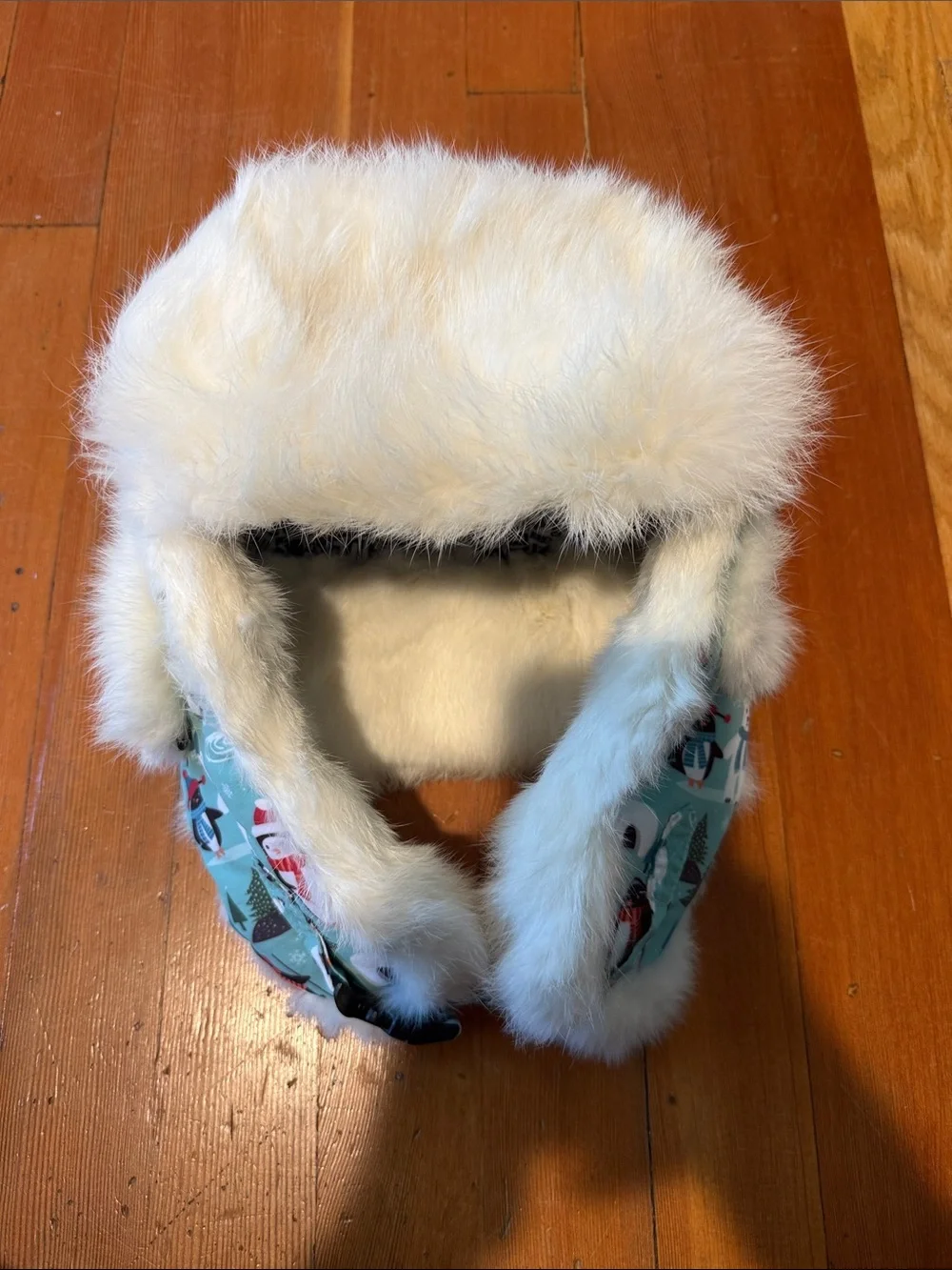 Kids Mint Winter Animal Trapper Hat with Fur Trim